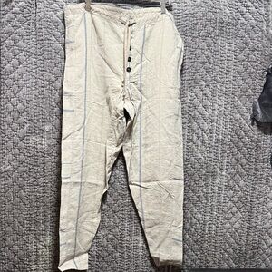 Men's Cream Button-Fly Pants100%Linen Made in Japan